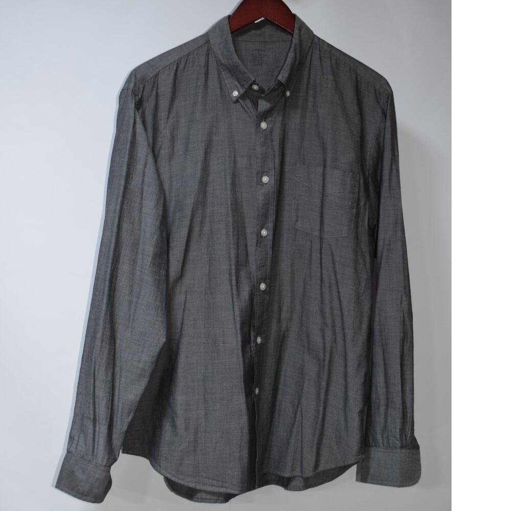 J.Crew Lightweight Chambray Button Down Shirt Gray Slim Fit Large